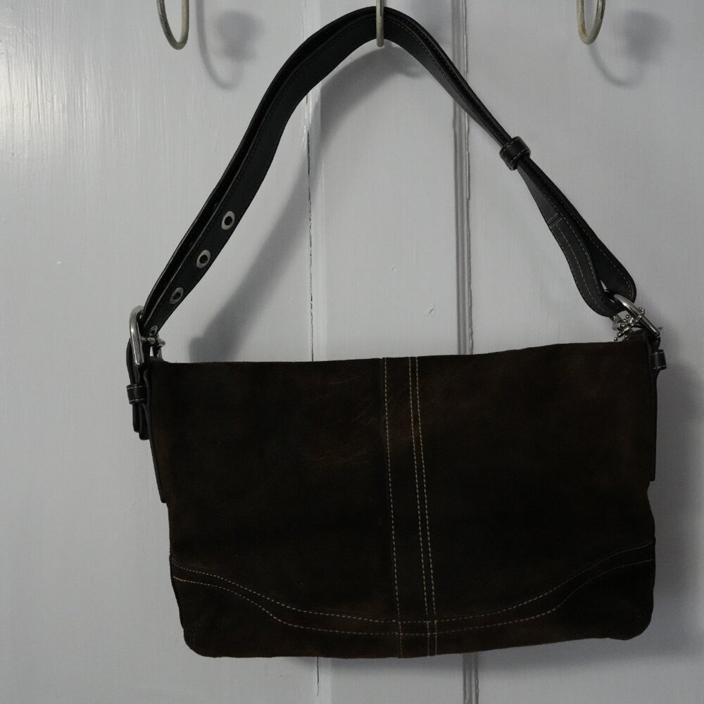 COACH Brown Suede East West Duffel Shoulder Bag F11514 - Picture 10 of 10